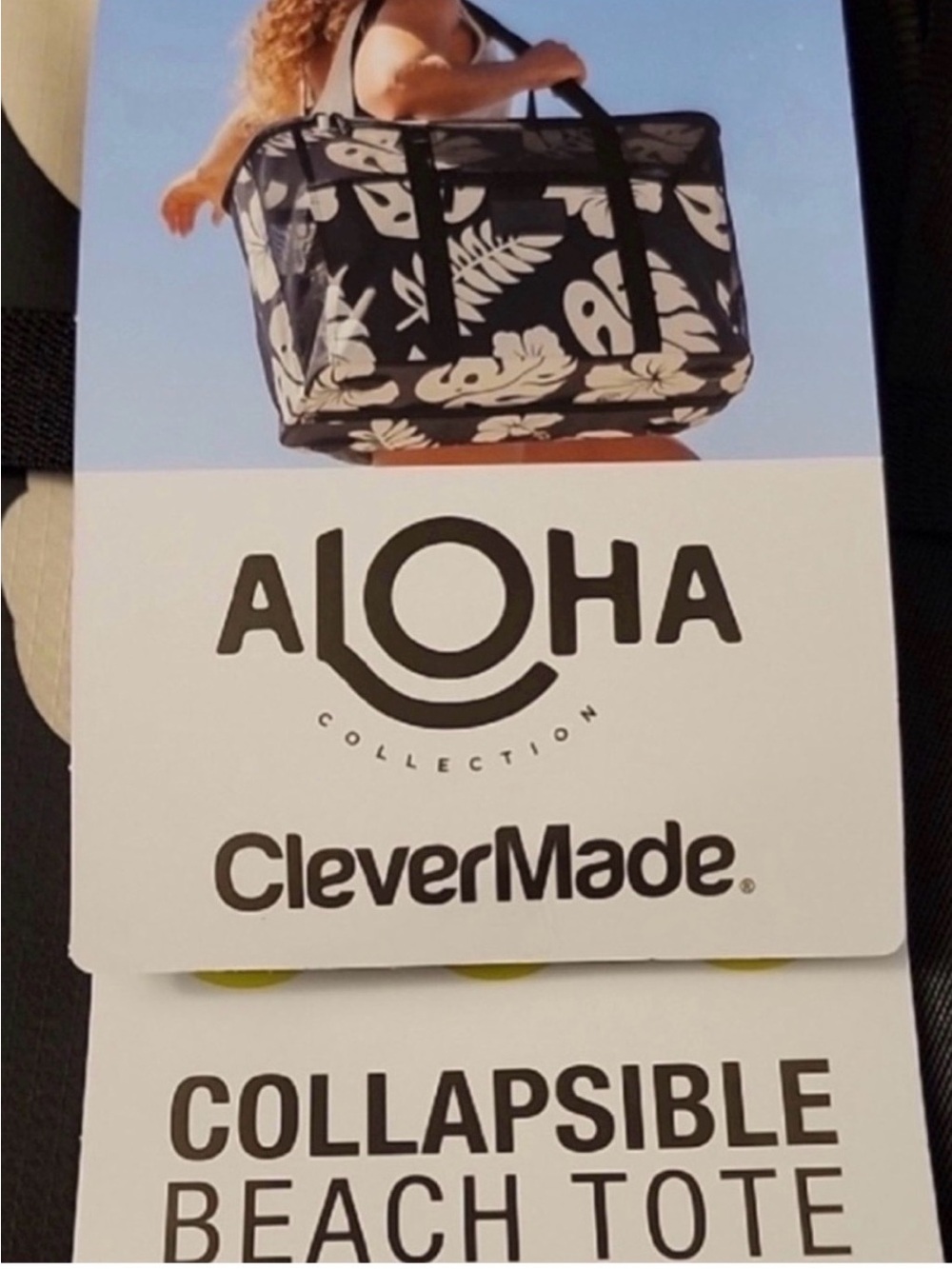 ALOHA Collection Black & White Tropical Foldable Tote